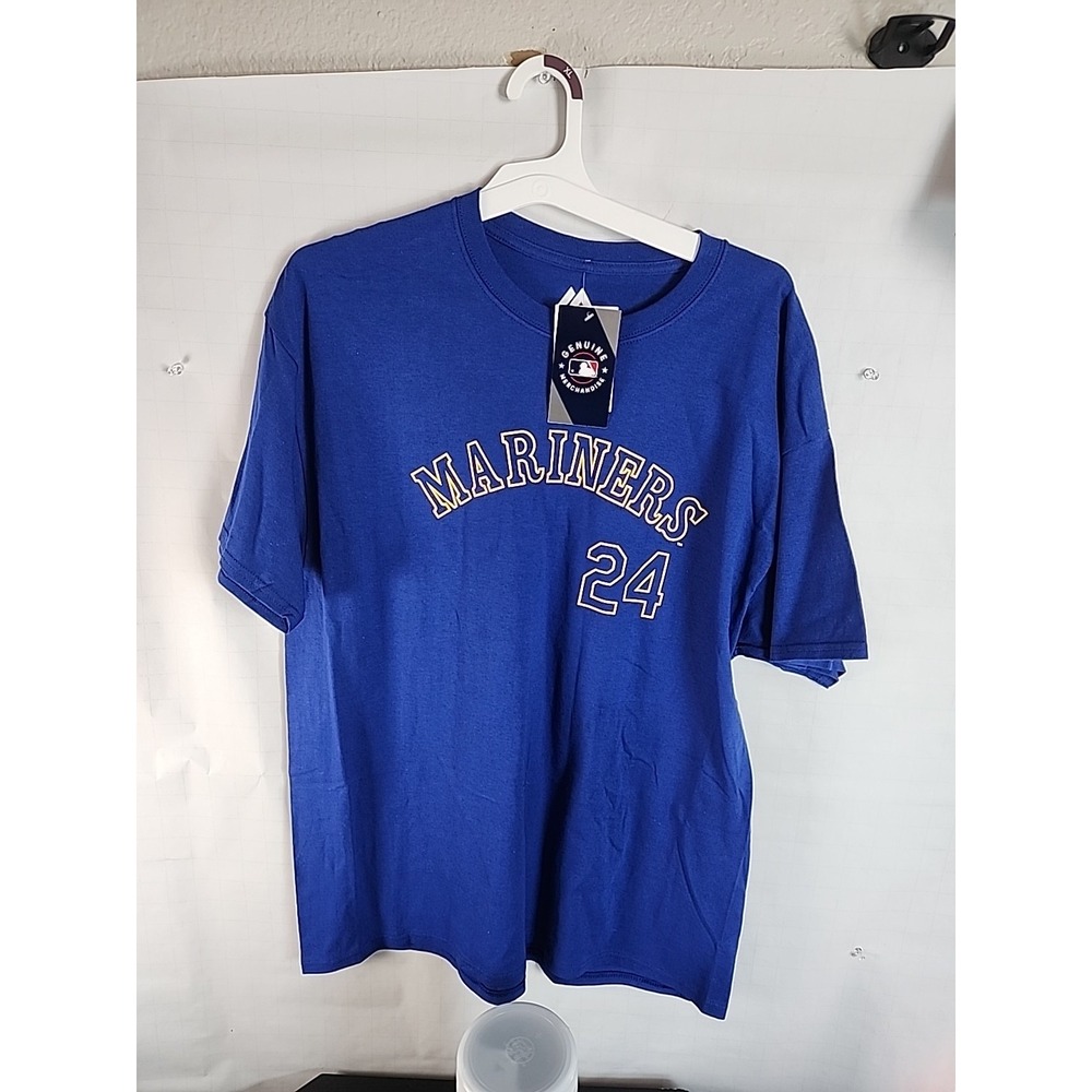 Majestic Retro Seattle Mariners #24 Ken Griffey Jr T-Shirt Size Large